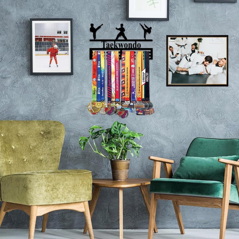 Resama Medal Hanger Holder Display Wall Rack Frame Shelf-Medal Hanger Awards Ribbon Soccer,Gymnastics,Holder Display Rack for 60 Medals - Image 3